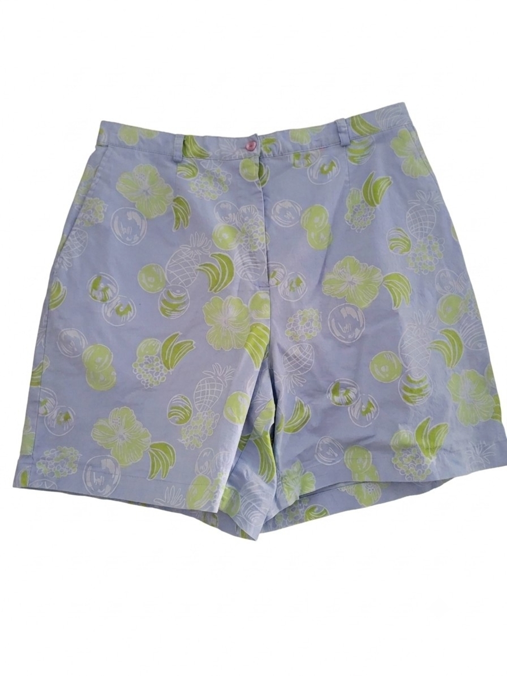 Lilly Pulitzer Light Blue Shorts with Lime Green Floral Print